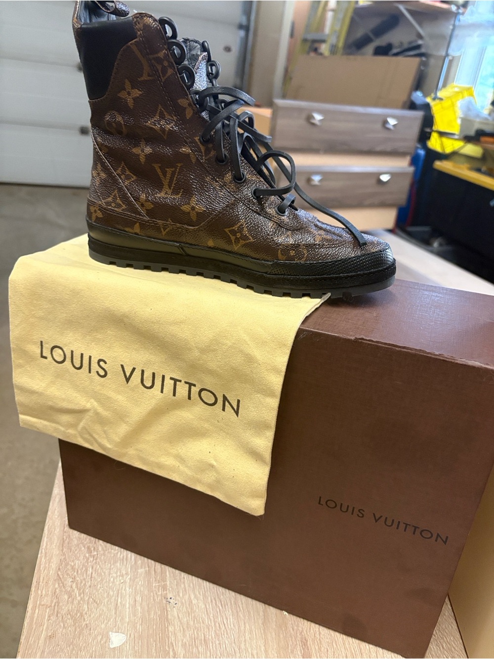 2015 Louis Vuitton Eldorado Monogram Lace-Up Boot Brown/Black